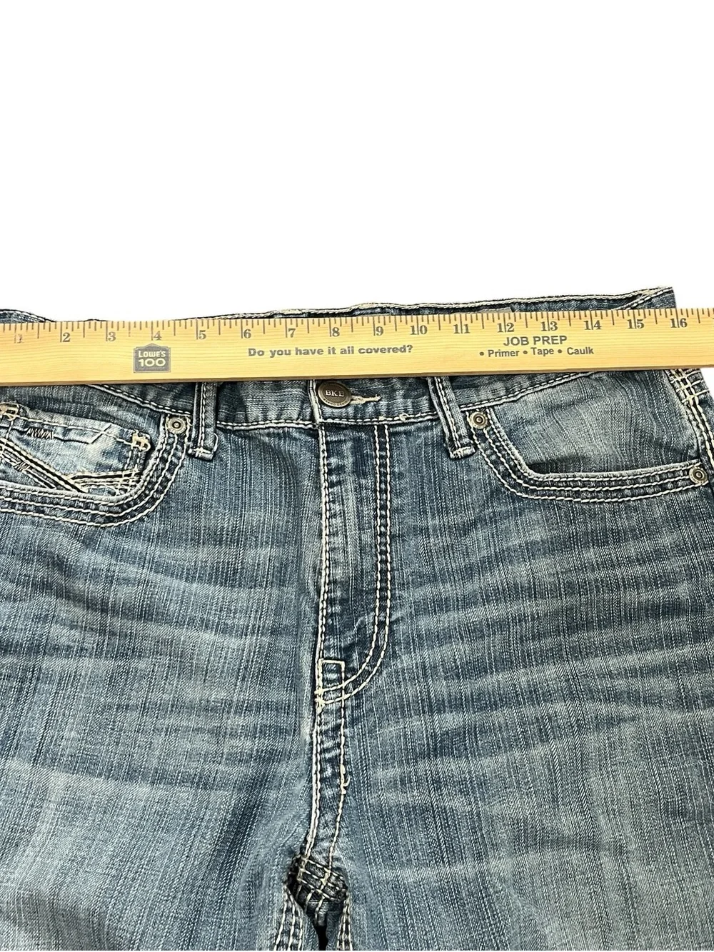 BKE Tyler Straight Leg Jeans 34R Light Wash Whiskered Distressed Y2K Denim